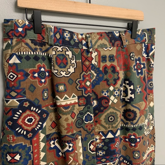 Vintage Geometric Aztec Print Size 14 Cotton Skirt - Picture 4 of 7